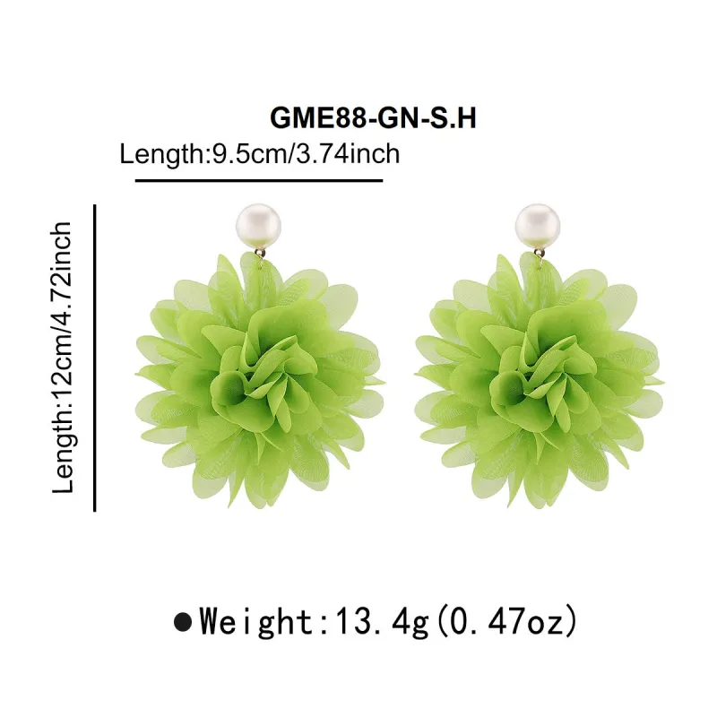 FASHION GREEN FLOWER EARRINGS (GME88-GN) made by Oh My Jewelry