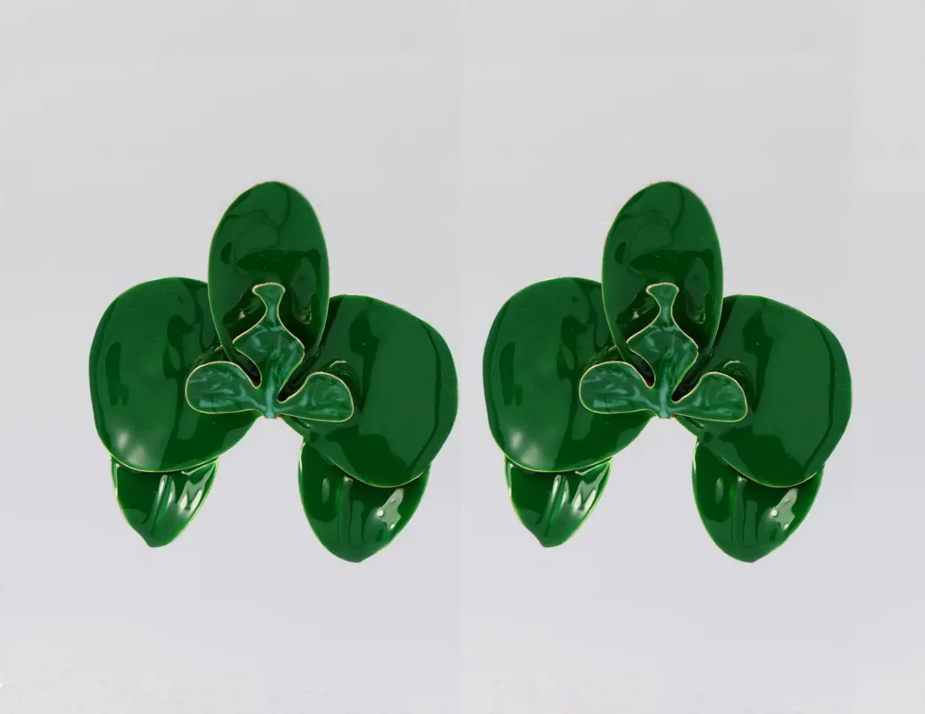 FASHION BIG FLOWER EARRINGS (25E7165 GLGRN) made by Fiesta
