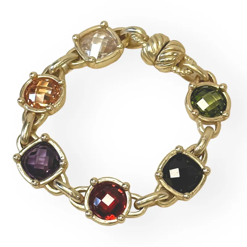14K GOLD PLATED BRACELET MULTICOLOR CZ STONES ( 8361 BGDM ) made by Oh My Jewelry