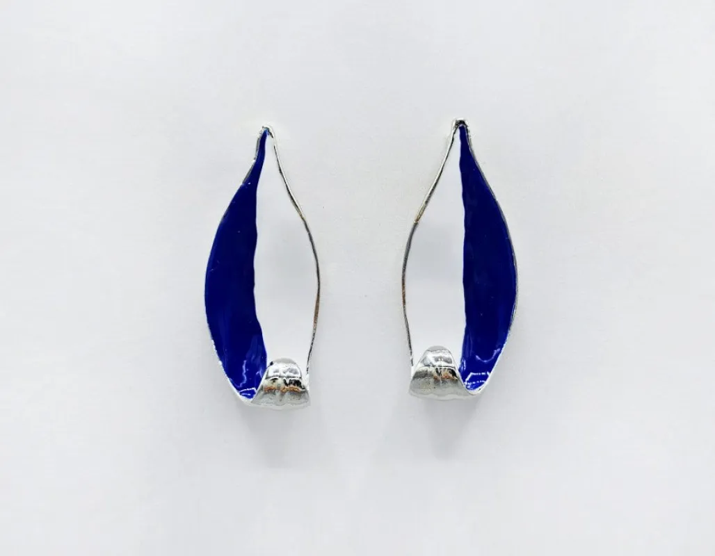 BLUE WHITE EPOXY EARRINGS ( 2700 BLWHT ) made by Oh My Jewelry
