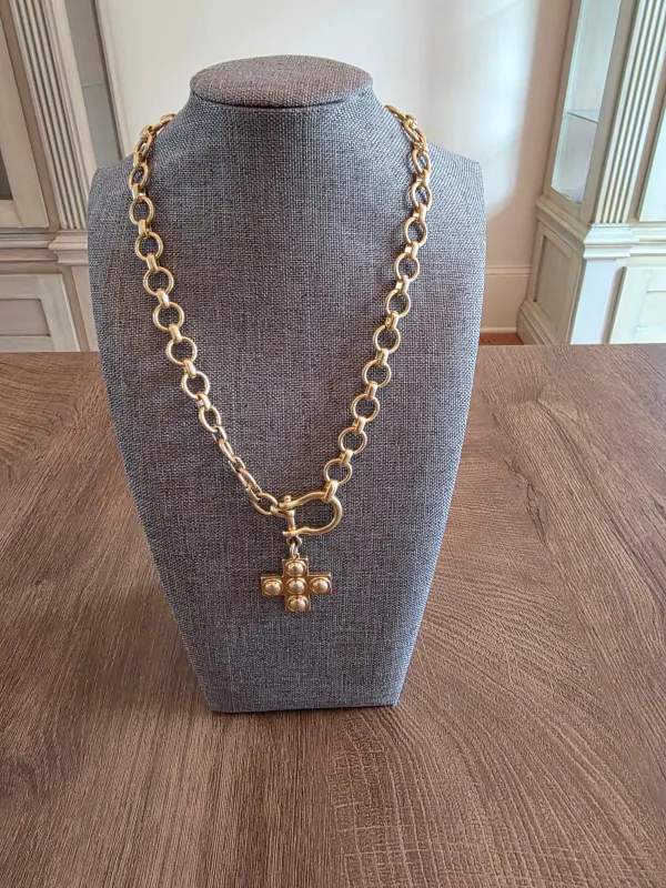 FASHION GOLD CHUNKY CROSS CHAIN (19097 WG) made by Rebecca Minkoff
