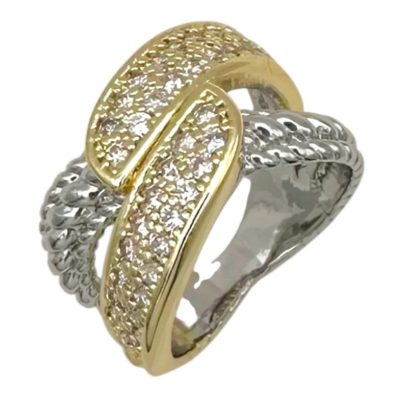 FASHION RING 2 CROSSOVER CZ SIZE 10 (K2271-10) made by Oh My Jewelry