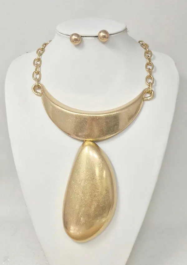 FASHION GOLD NECKLACE WITH EARRINGS (JN11355 MG) sold by Oh My Jewelry