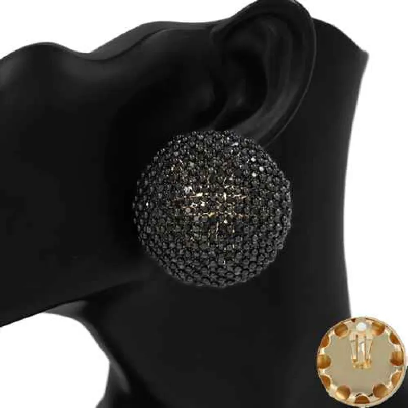 FASHION EARRINGS CLIP ON (KE1178 BK) made by Oh My Jewelry