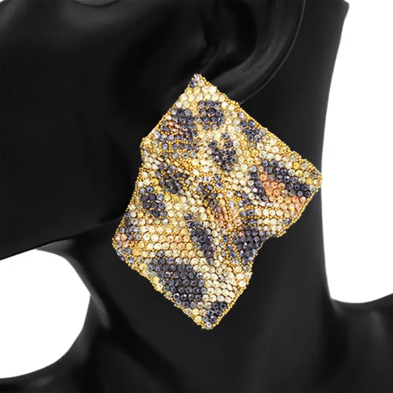 GOLD EARRINGS LEOPARD PRINT STONES ( 2682 LEO ) made by Oh My Jewelry