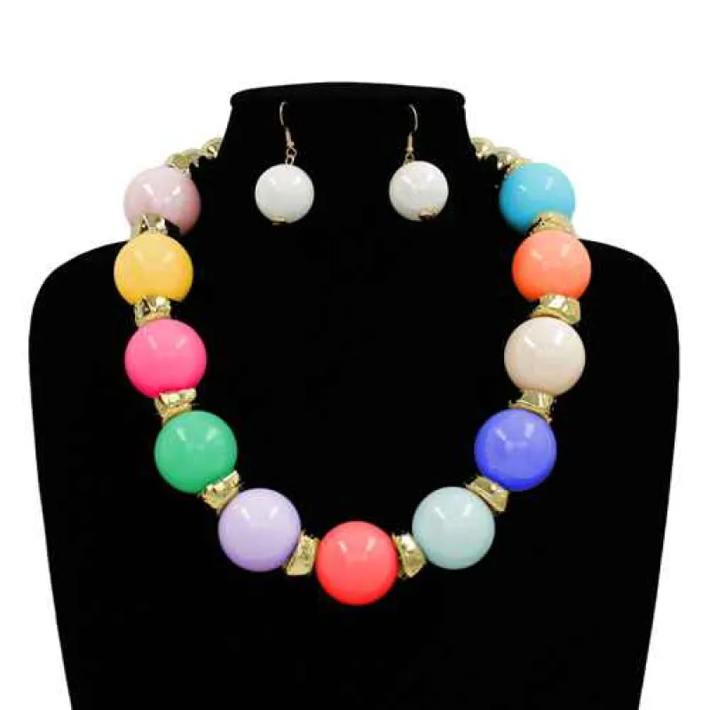 FASHION NECKLACE WITH EARRINGS (KS2273 MLT) made by Oh My Jewelry
