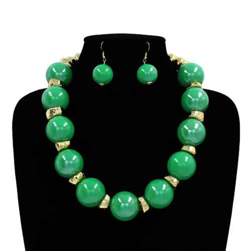 FASHION NECKLACE WITH EARRINGS (KS2273 GN) made by Oh My Jewelry