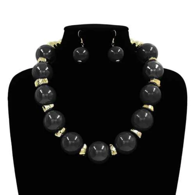 FASHION NECKLACE WITH EARRINGS (KS2273 BK) made by Oh My Jewelry