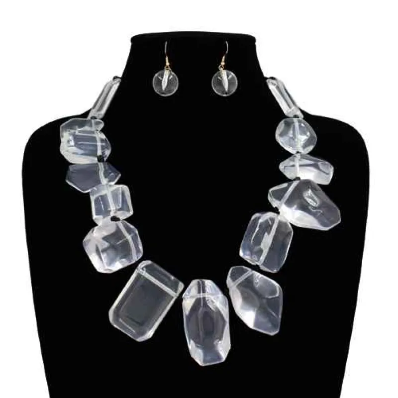 FASHION NECKLACE WITH EARRINGS (KS2272 CLR) made by Oh My Jewelry