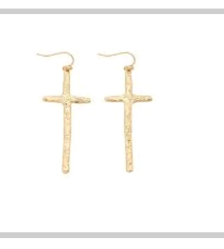 HAMMERED CROSS FISHHOOK EARRINGS (28115 WG) made by Rebecca Minkoff