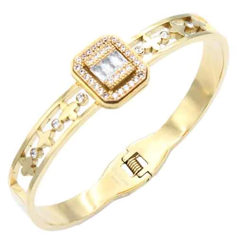 FASHION 23K GOLD-PLATED STAINLESS-STEEL BRACELET (BS825 GD) made by Oh My Jewelry