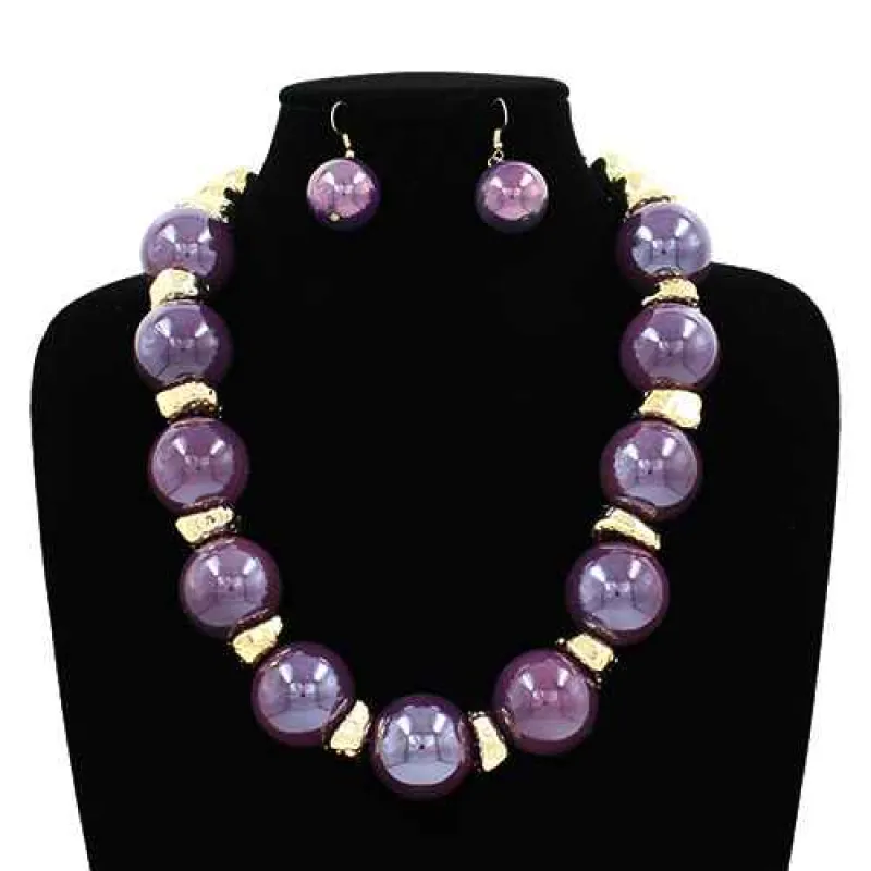 FASHION NECKLACE WITH EARRINGS (KS2273 PU) made by Oh My Jewelry
