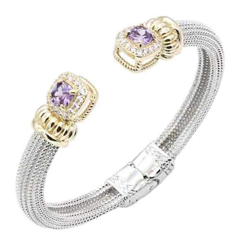 FASHION 14K GOLD PLATED 2 TONE CUFF BRACELET (BC722 PP) made by Oh My Jewelry