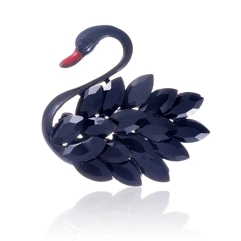 Bk SWAN BROOCH  ( 1313 BK ) made by Oh My Jewelry