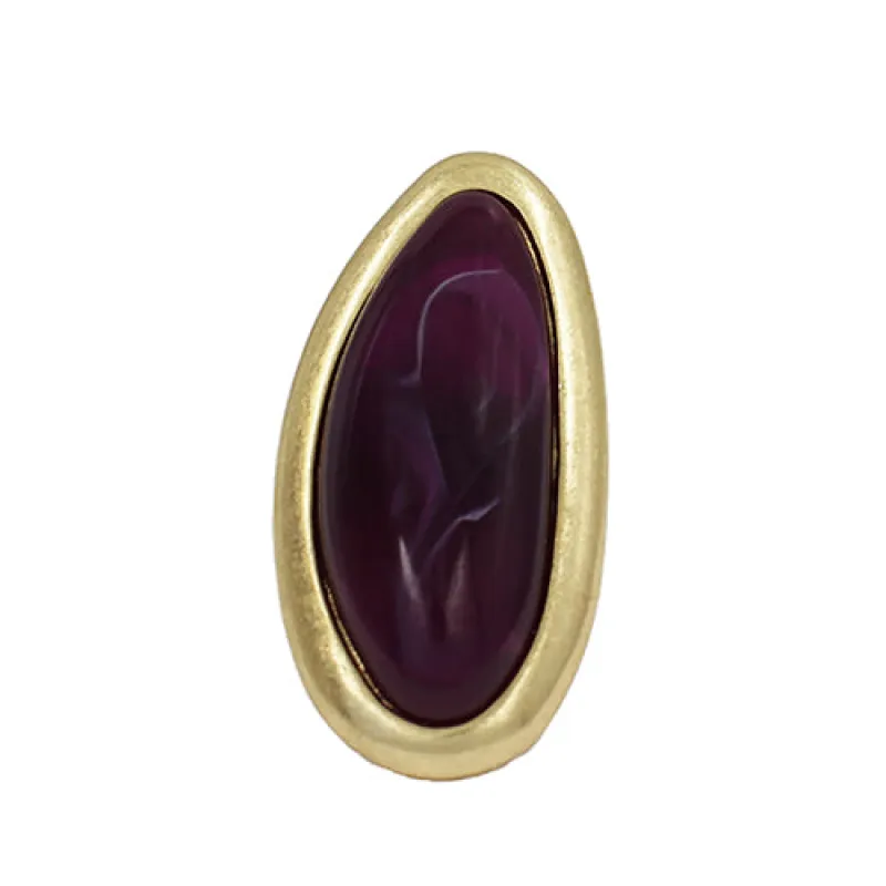FASHION GOLD ROUND RING PURPLE (KR2141 GDPU) made by Oh My Jewelry