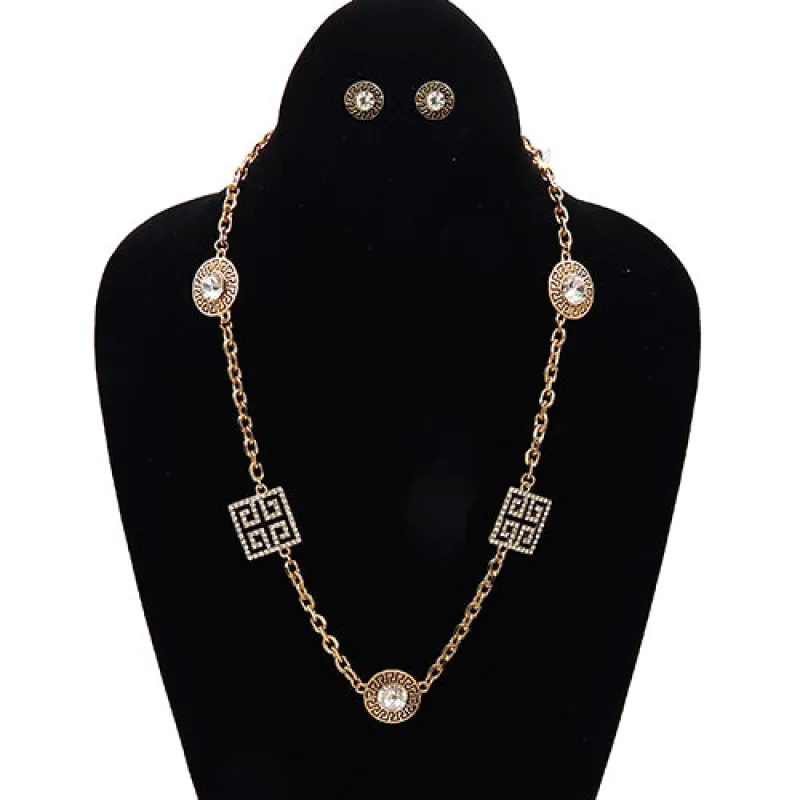 FASHION GOLD NECKLACE SET (YS8031 GDCLR) made by Oh My Jewelry