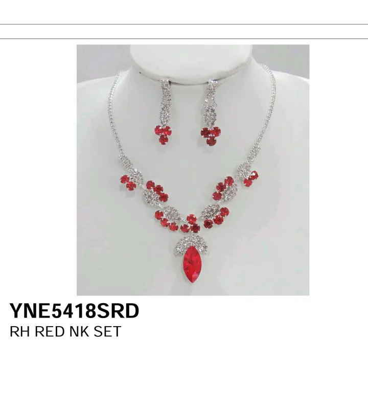 FASHION RED NECKLACE SET (YNE5418 SRD) made by Oh My Jewelry