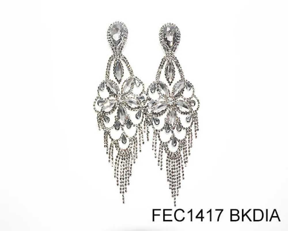 FASHION CRYSTAL CLIP EARRINGS (FEC1417 BKDIA) made by Oh My Jewelry