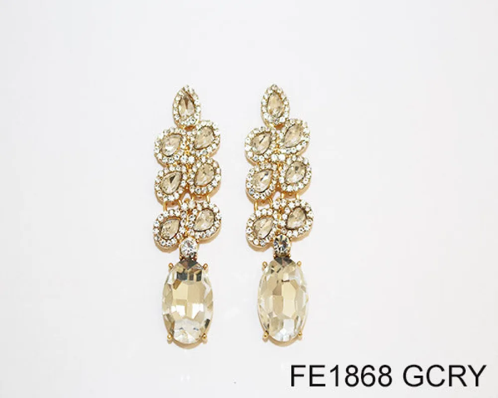 FASHION CRYSTAL EARRINGS (FE1868 GCRY) made by Oh My Jewelry