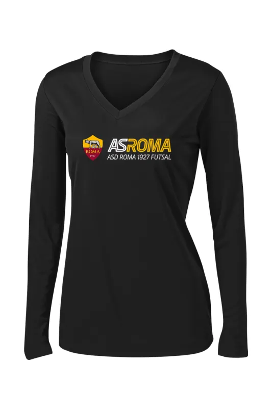 AS Roma Futsal Womens Long Sleeve V-Neck Tee sold by DRYWORLD