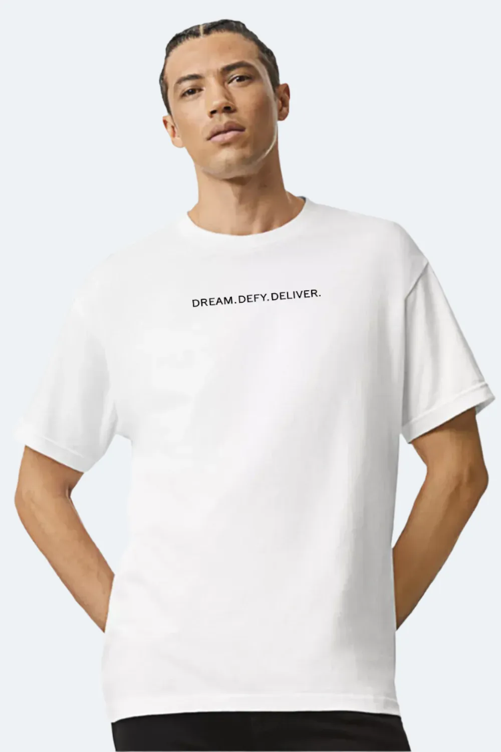 Heavyweight Oversized T-Shirt – Dream. Defy. Deliver. sold by DRYWORLD product image thumbnail 2