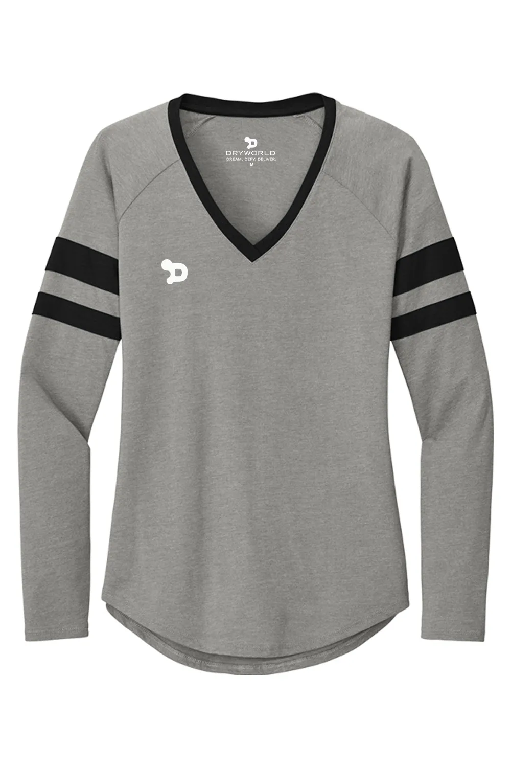 Gridiron Women Halftime Stripe Long Sleeve V-Neck Tee sold by DRYWORLD product image thumbnail 3