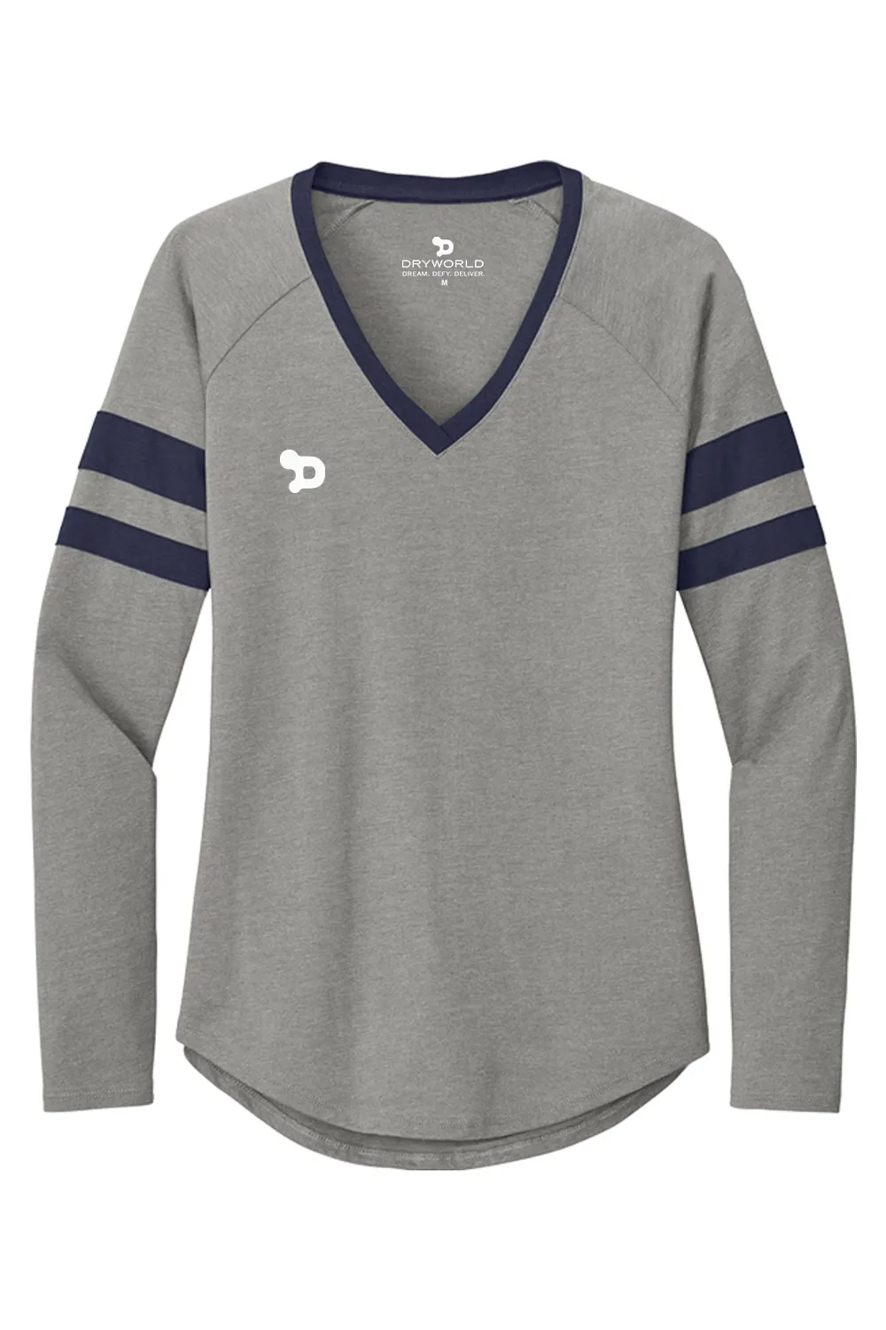 Gridiron Women Halftime Stripe Long Sleeve V-Neck Tee sold by DRYWORLD
