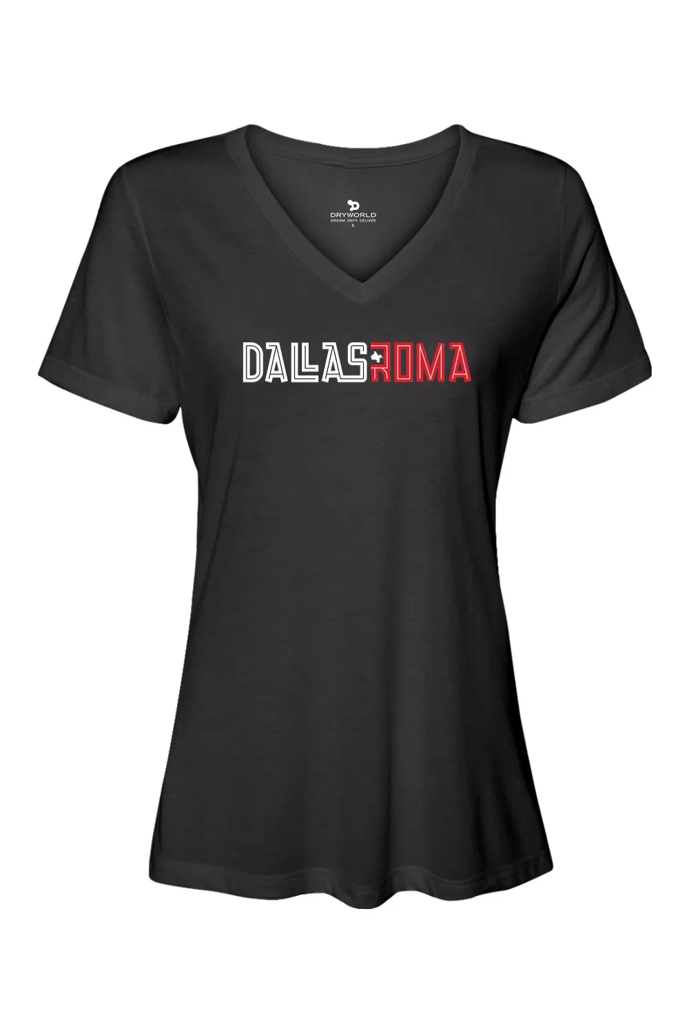 Roma FC Women’s Relaxed Jersey Short Sleeve V-Neck T-Shirt sold by DRYWORLD product image thumbnail 3