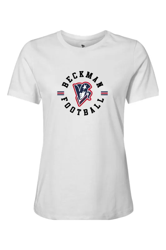 Beckman Patriots Women’s Relaxed Jersey Short Sleeve Tee - Lifestyle 4 made by DRYWORLD