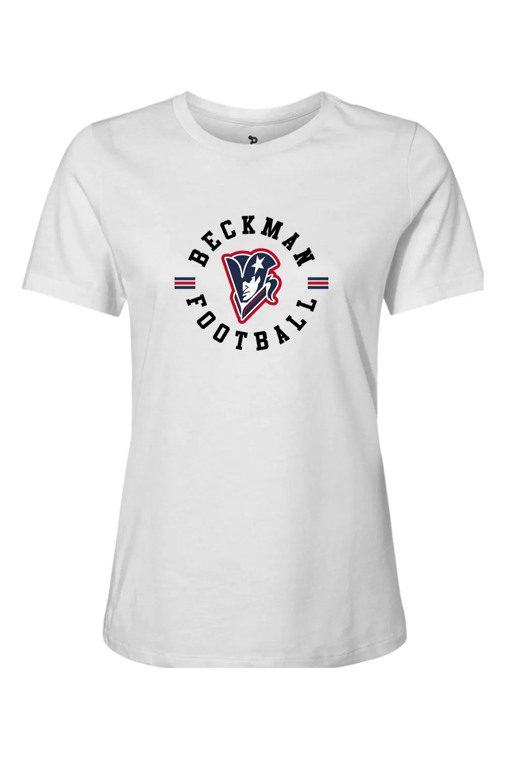 Beckman Patriots Women’s Relaxed Jersey Short Sleeve Tee - Lifestyle 4 sold by DRYWORLD