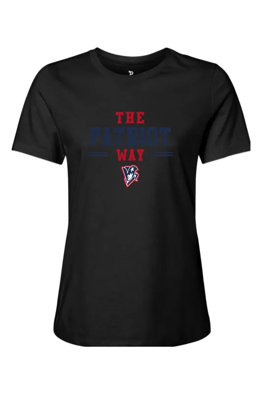Beckman Patriots Women’s Relaxed Jersey Short Sleeve Tee - Lifestyle 5 made by DRYWORLD