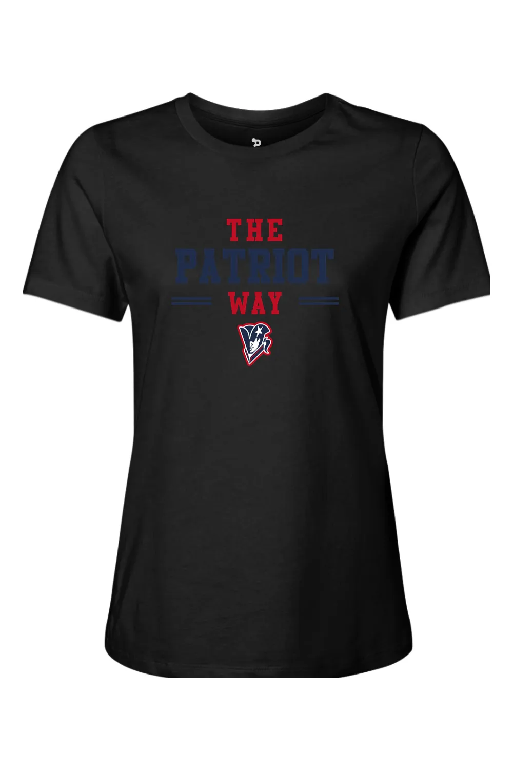 Beckman Patriots Women’s Relaxed Jersey Short Sleeve Tee - Lifestyle 5 sold by DRYWORLD