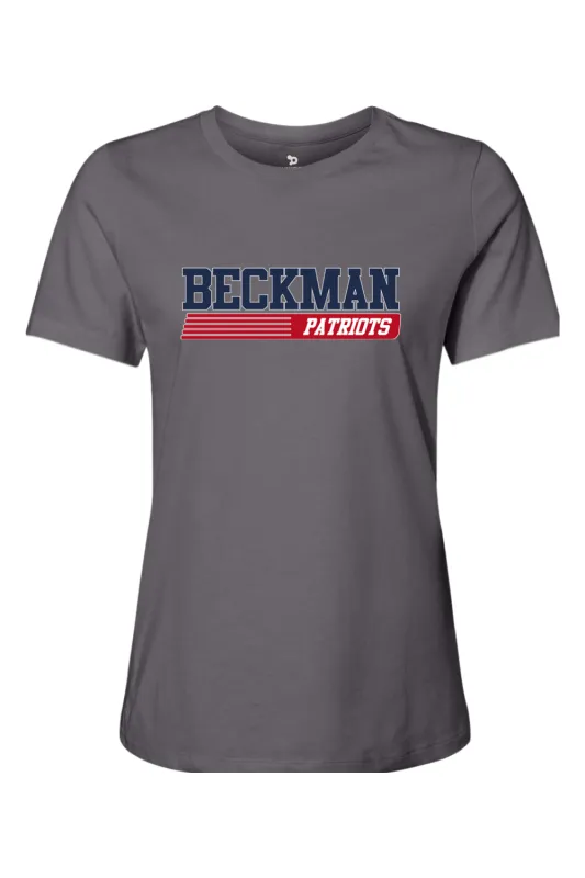 Beckman Patriots Women’s Relaxed Jersey Short Sleeve Tee - Lifestyle Varsity Heritage Edition made by DRYWORLD
