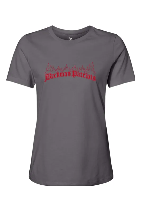 Beckman Patriots Women’s Relaxed Jersey Short Sleeve Tee - Lifestyle Burniing Creed Edition made by DRYWORLD