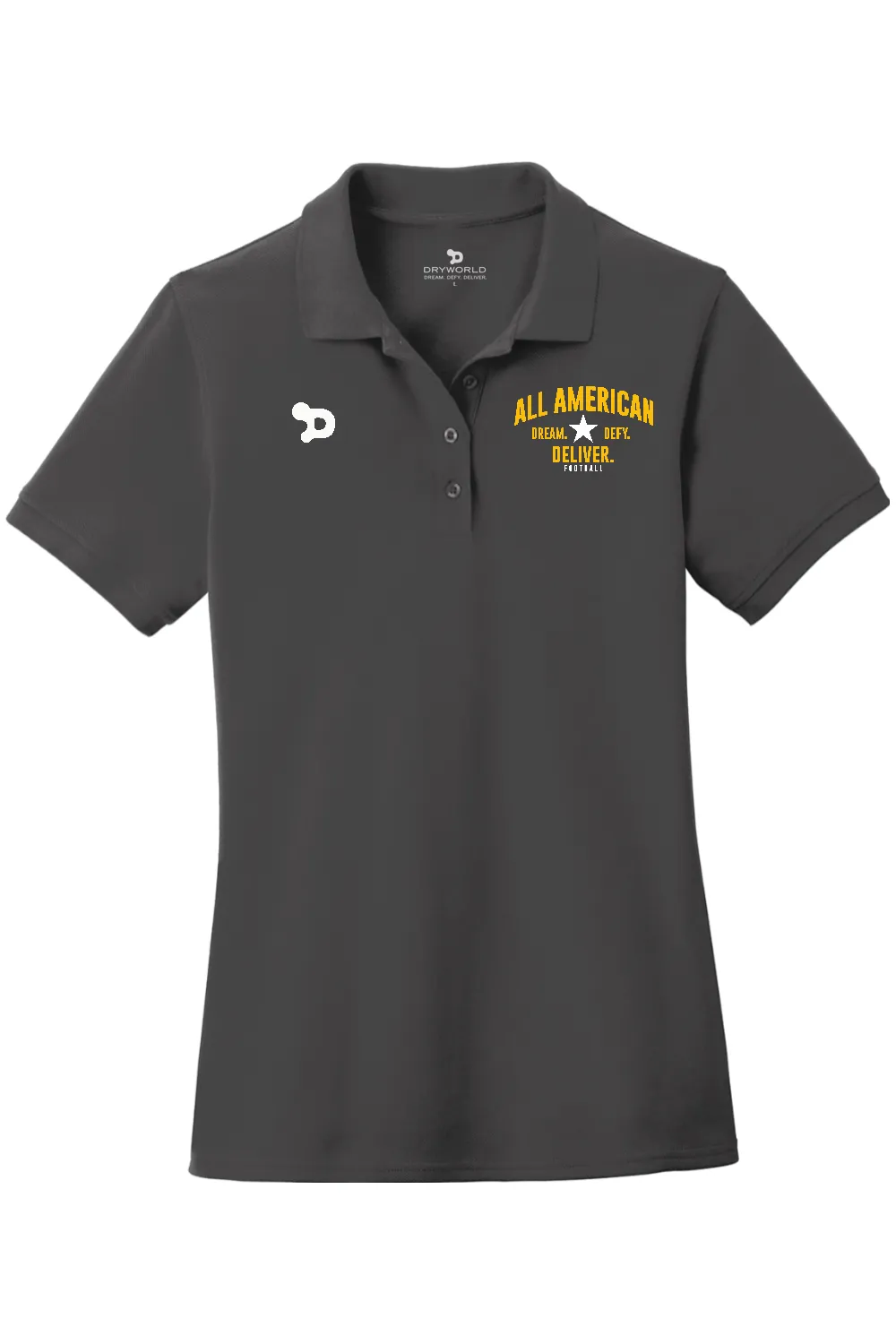ALL AMERICAN Ladies Combed Ring Spun Pique Polo - DREAM DEFY DELIVER EDITION sold by DRYWORLD