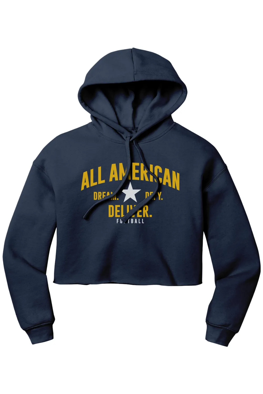 ALL AMERICAN Women’s Sponge Fleece Cropped Fleece Hoodie - DREAM DEFY DELIVER EDITION sold by DRYWORLD