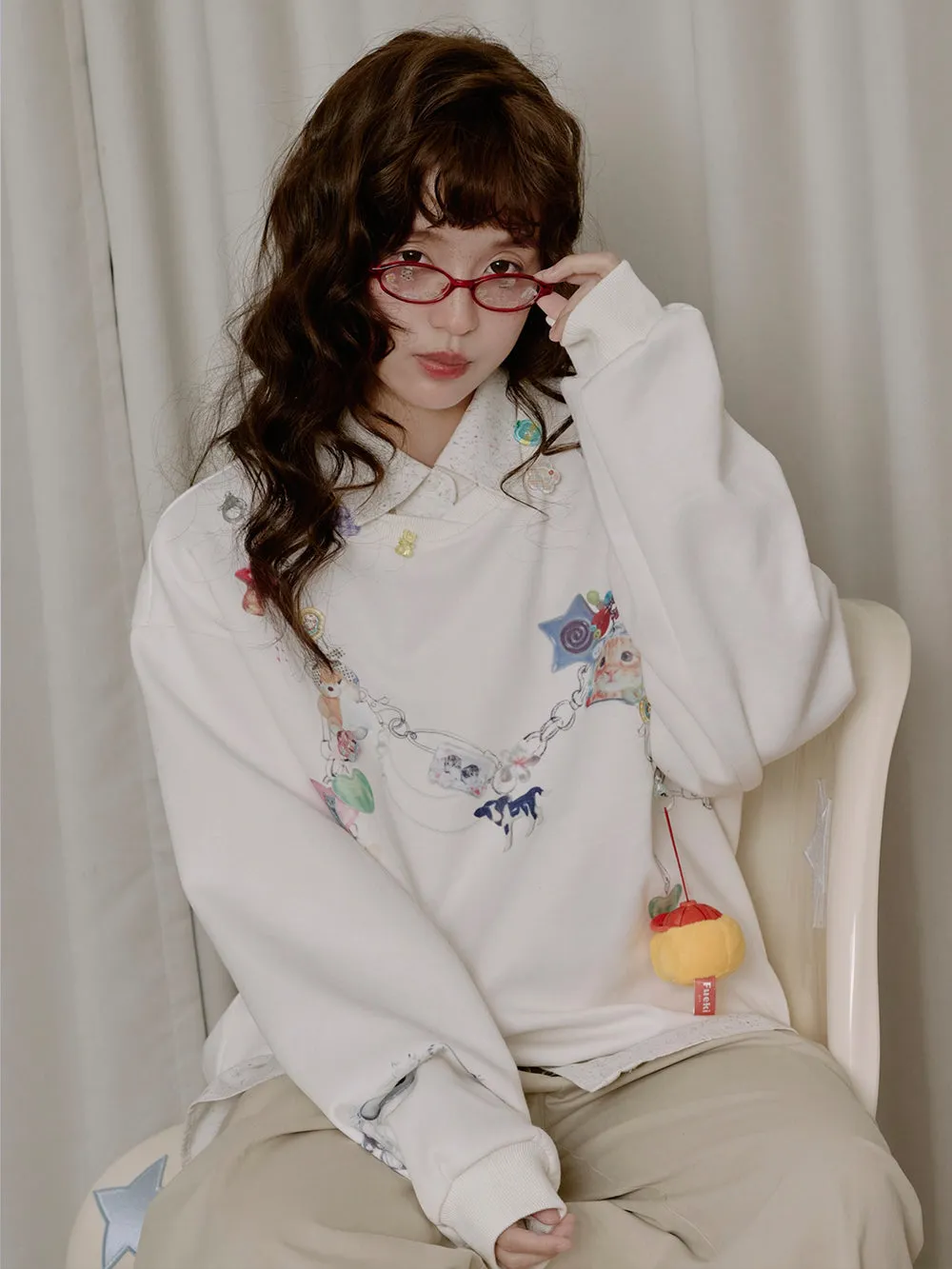 MUKTANK×LOUMUTAKU Y2K Faux Chain Camisole Sweatshirt sold by Muzkin