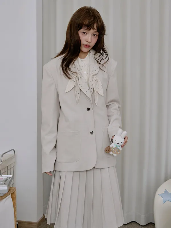 MUKTANK×LOUMUTAKU Polka Dot Bow Collar Set (Midi Skirt Included) sold by Muzkin