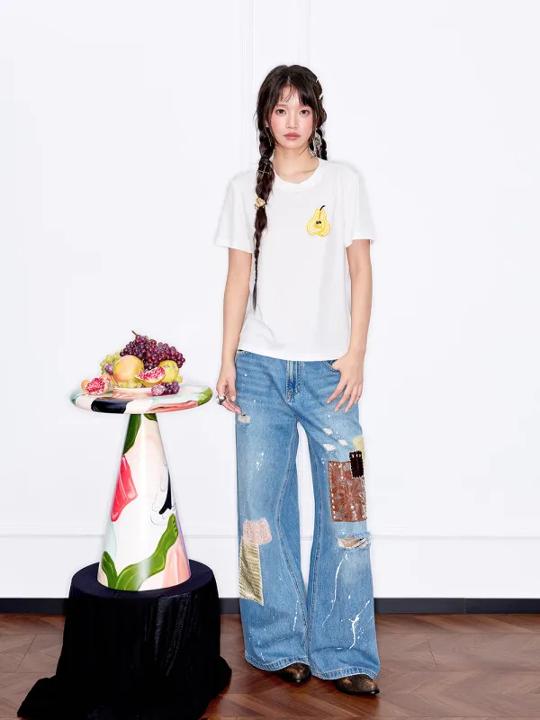 MUKZIN“Capsule Collection”Cotton Casual Versatile Short-Sleeve T-Shirt with 3D Fruit Pattern sold by Muzkin