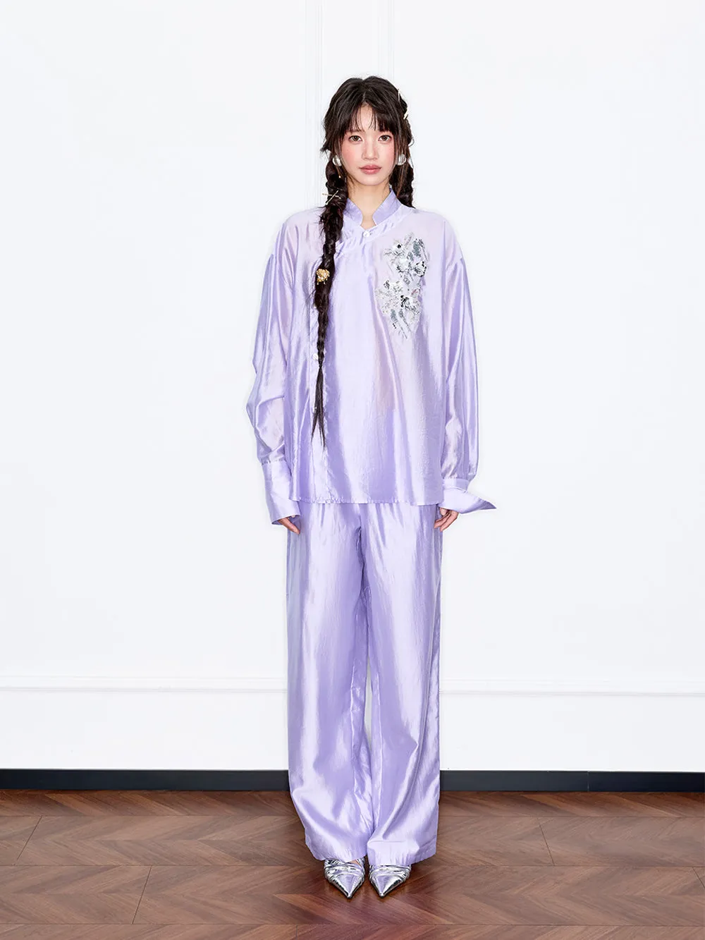 MUKZIN“Capsule Collection”Light Purple New Chinese Style Sequin Embroidered Top sold by Muzkin product image thumbnail 4
