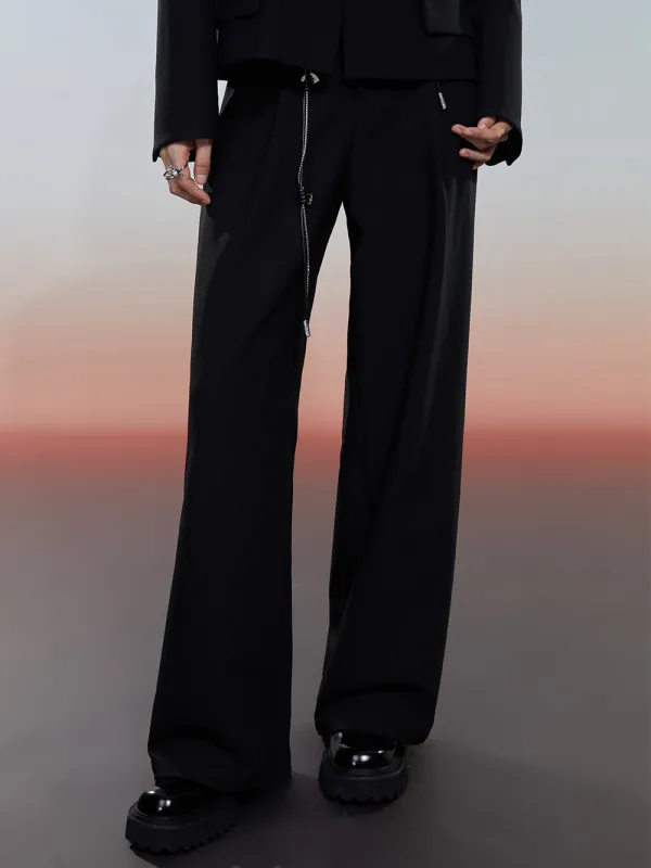 MUKZIN Hand-Woven Belted Wide-leg Suit Pants sold by Muzkin