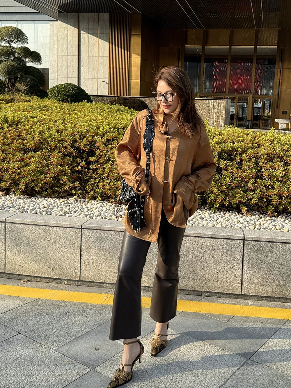MUKZIN“Capsule Collection”Retro Chinese-style Frog Button Silk-like Satin Jacquard Shirt sold by Muzkin product image thumbnail 3