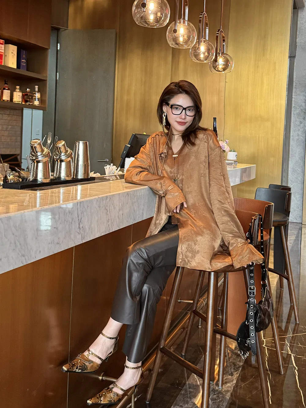 MUKZIN“Capsule Collection”Retro Chinese-style Frog Button Silk-like Satin Jacquard Shirt sold by Muzkin product image thumbnail 2