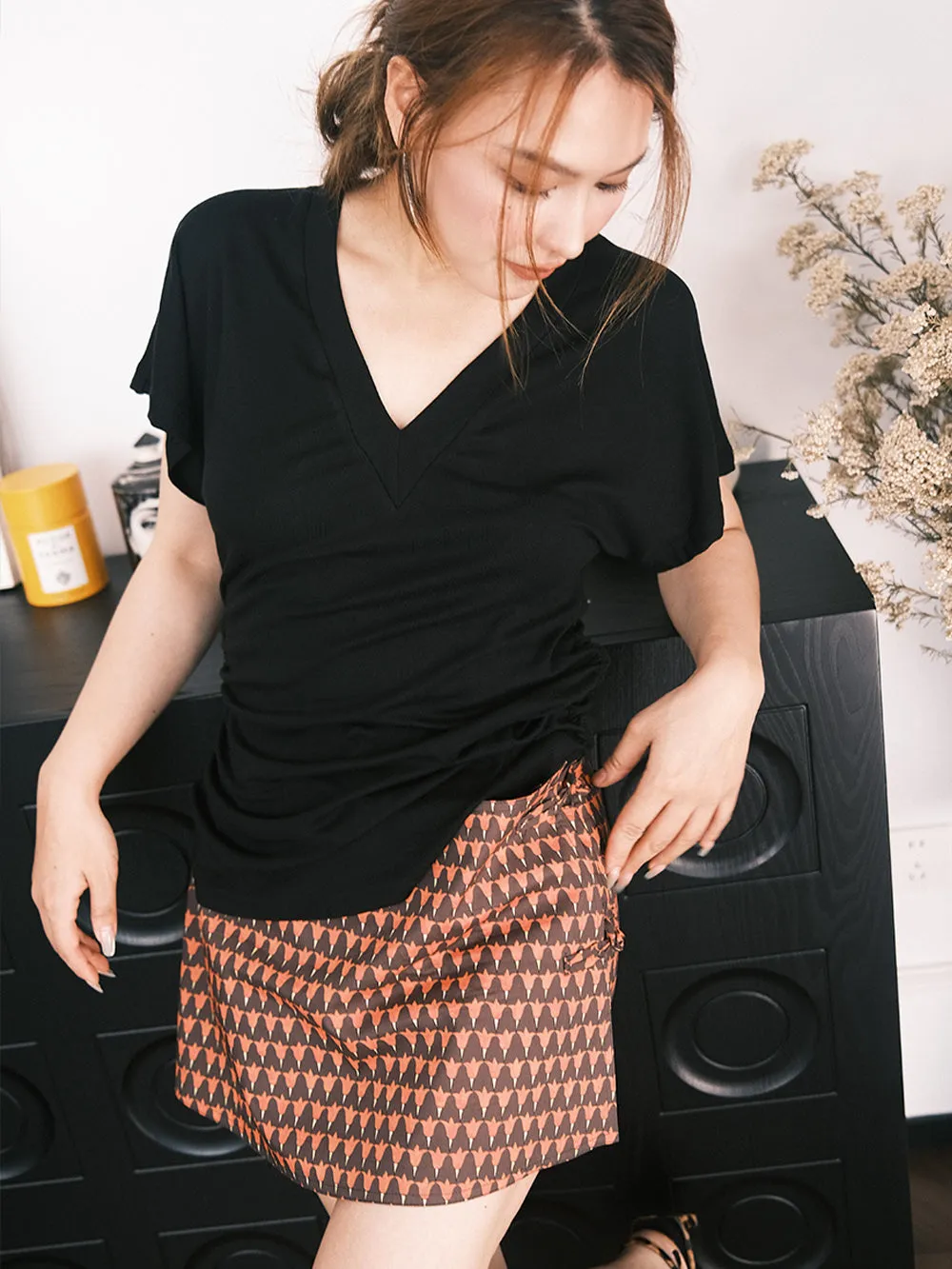 MUKZIN“Capsule Collection”Vintage Color-Block Slim-Fit A-Line Midi Skirt sold by Muzkin product image thumbnail 5