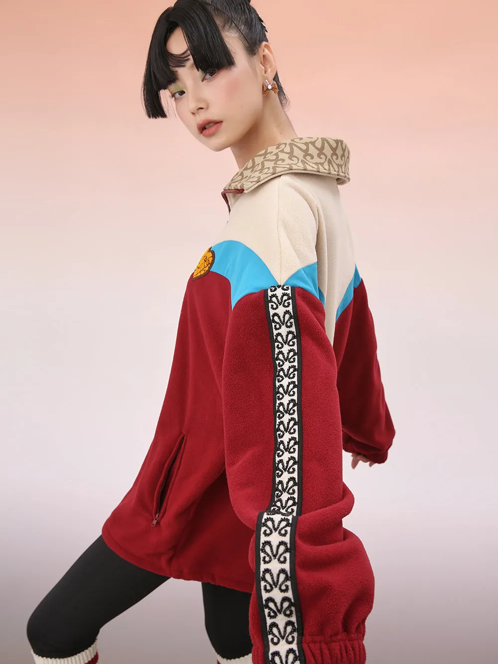 MUKZIN Classic Blue and Red Collocation Loose Hoodie Jacket sold by Muzkin product image thumbnail 4