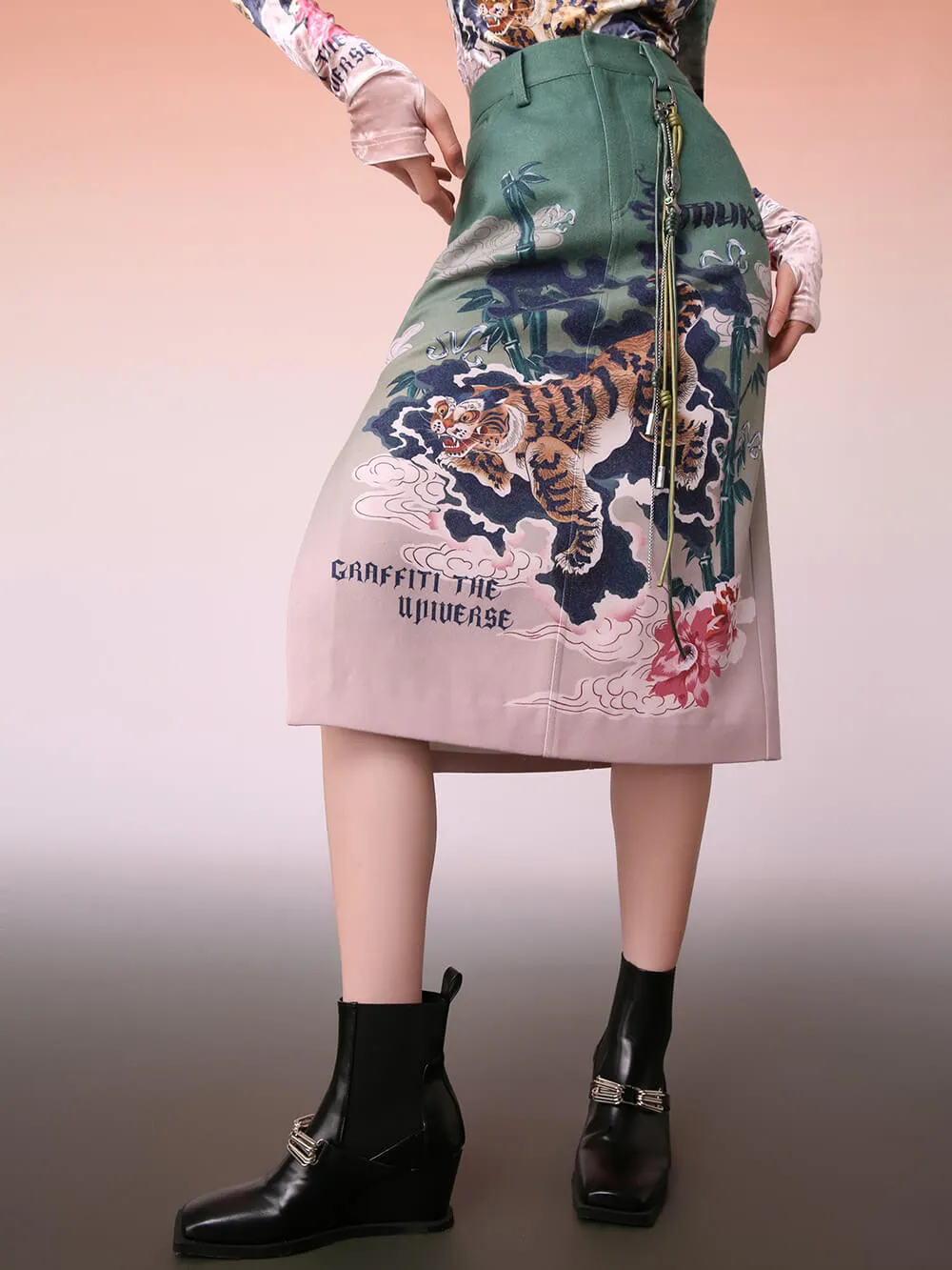 MUKZIN Printing A-Shaped Skirt sold by Muzkin