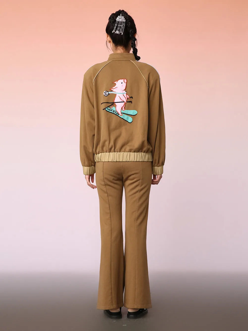 MUKZIN Khaki Oversized Track Jacket with Side Webbing sold by Muzkin product image thumbnail 4