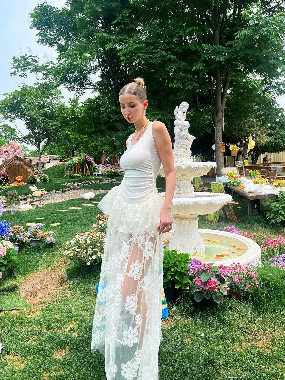 MUKTANK×Jqwention White lace dress sold by Muzkin product image thumbnail 2