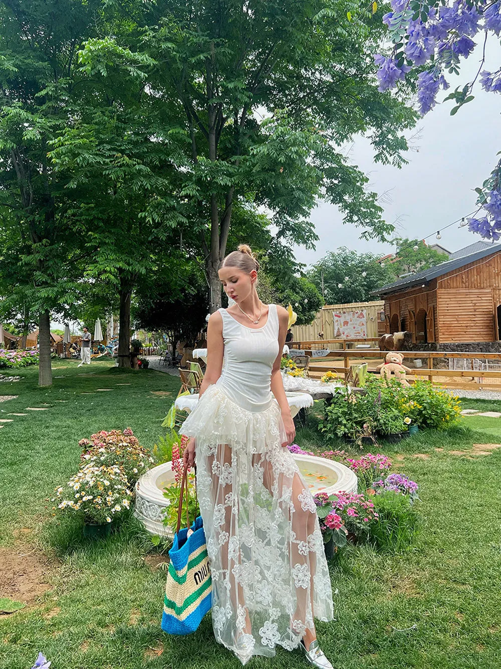 MUKTANK×Jqwention White lace dress sold by Muzkin product image thumbnail 5