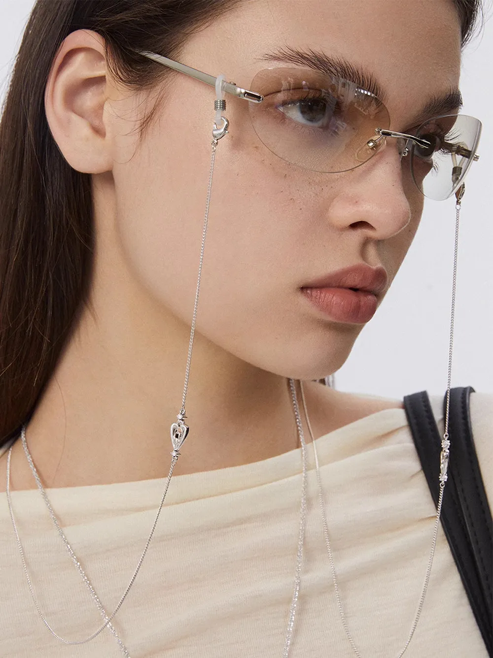 MUKTANK×SUN HUNTER Heart lace glasses chain sold by Muzkin